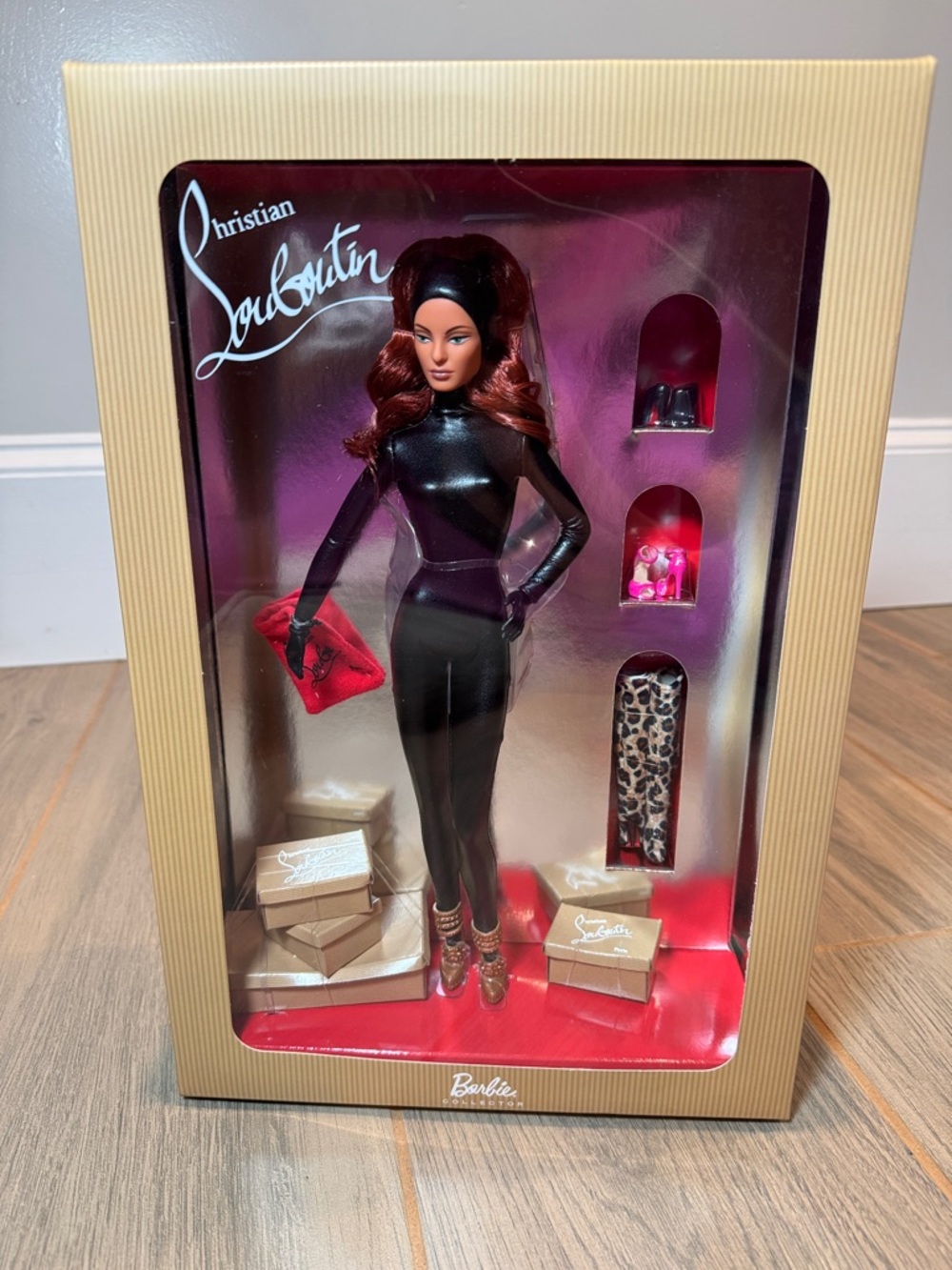 Christian Louboutin Black Catsuit Barbie with Red Accents NIB